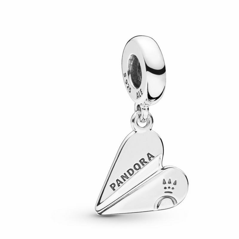 Pandora Heart Paper Plane Dangle Charm Silver Egypt MX8261304